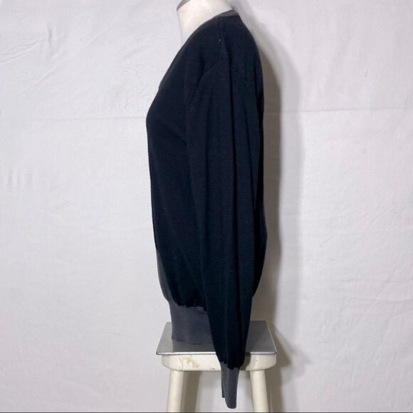 Matinique Black Blue Grey Colour Block Wool Long Sleeve V Neck Sweater M - Picture 7 of 10